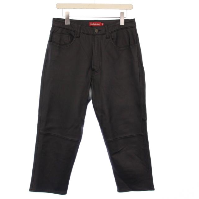【中古】シュプリーム SUPREME 22AW Leather 5-Pocket Jean レザー5ポケットジーン パンツ 30 黒 /KH メンズ