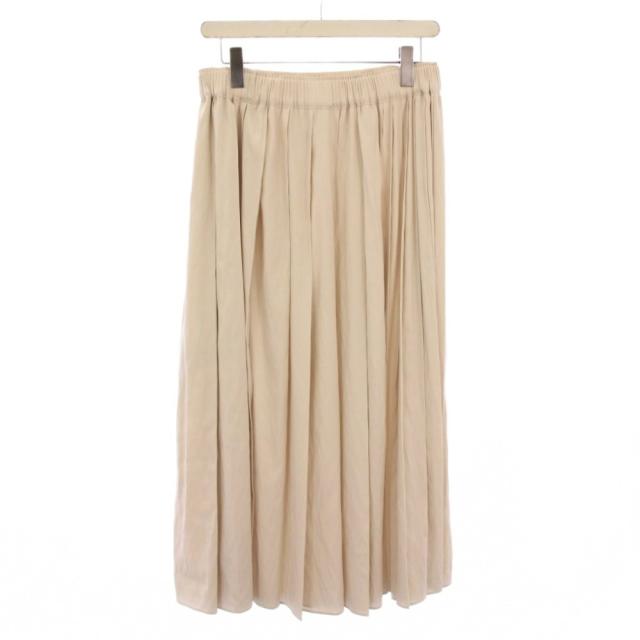 【中古】モラビト MORABITO プリーツスカート フレア イージー ミモレ ロング ウエストゴム ワンカラー 40 ベージュ