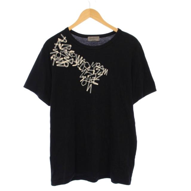 【中古】ヨウジヤマモトプールオム YOHJI YAMAMOTO POUR HOMME Tシャツ カットソー 半袖 プリント 3 黒 HY-T04-073