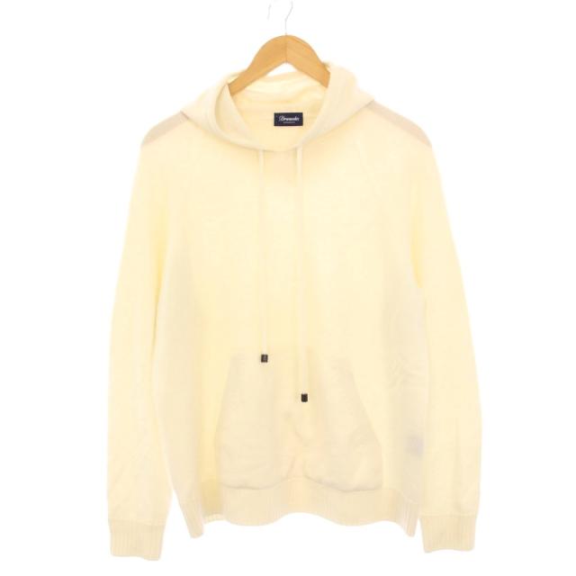 【中古】ドルモア DRUMOHR プルオーバーパーカー ニット 長袖 メリノウール 50 白 /KH メンズ