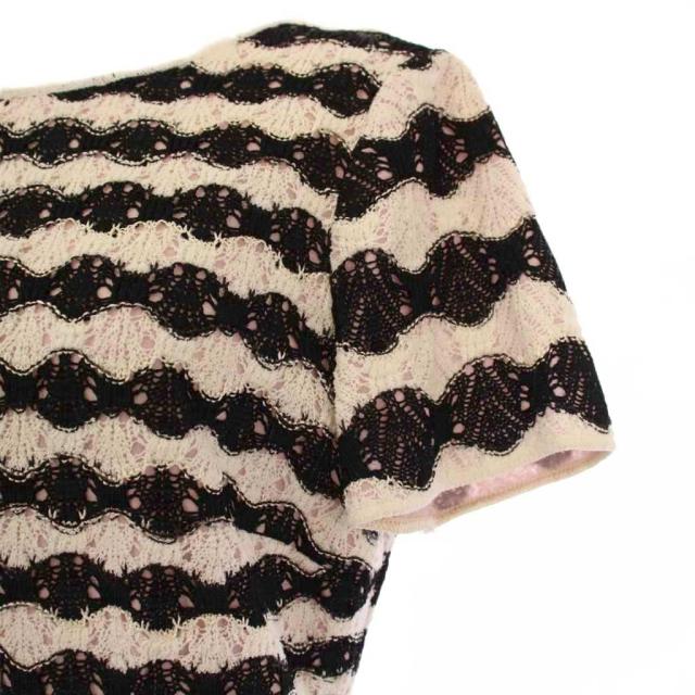 中古】ミッソーニ MISSONI ニット ワンピース 半袖 ひざ丈 ボーダー柄