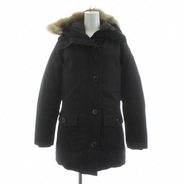 【中古】カナダグース R BRONTE PARKA WOMENS ダウンジャケット ロング コヨーテファー S 黒 2603JL
