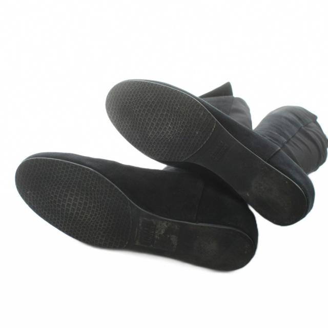 【中古】スチュアートワイツマン ニーハイブーツ ロングブーツ スエード 切替 インヒール 9.5M 黒 ブラック QW92048