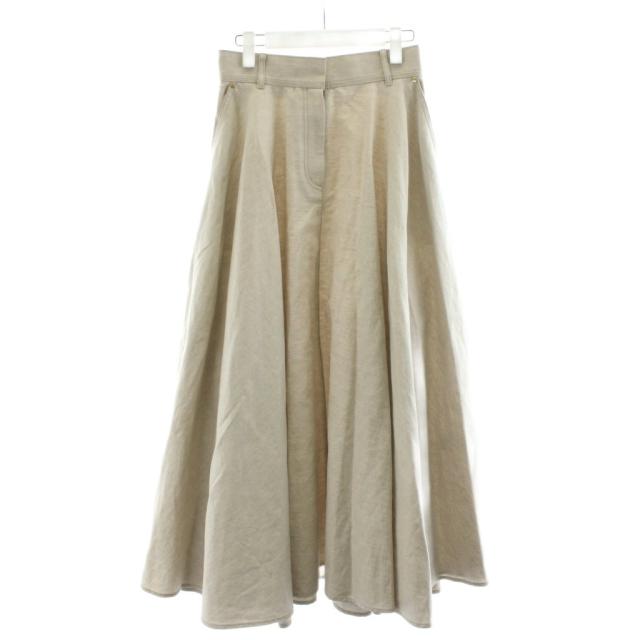 【中古】エブール ebure 22SS リネンコットンツイルフレアスカート ミモレ ロング 麻 38 白 ホワイト 3510500120