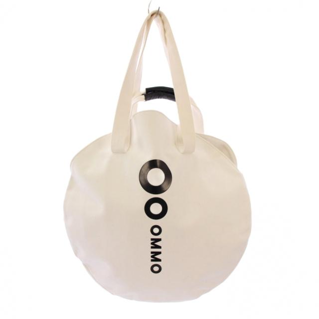 【中古】オーエムエムオー ロゴサークルトートバッグ ハンドバッグ ダブルハンドル プリント バイカラー 白 黒