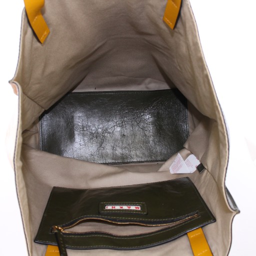 【中古】マルニ MARNI MUSEO SOFT ソフトトートバッグ ハンドバッグ ロゴ レザー 緑 グリーン ピンク SHMP0019U1_4