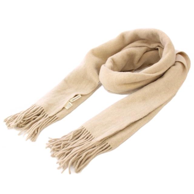 【中古】アソースメレ ASAUCE MELER マフラー フリンジ ウール ワンカラー 無地 ベージュ /BB レディース