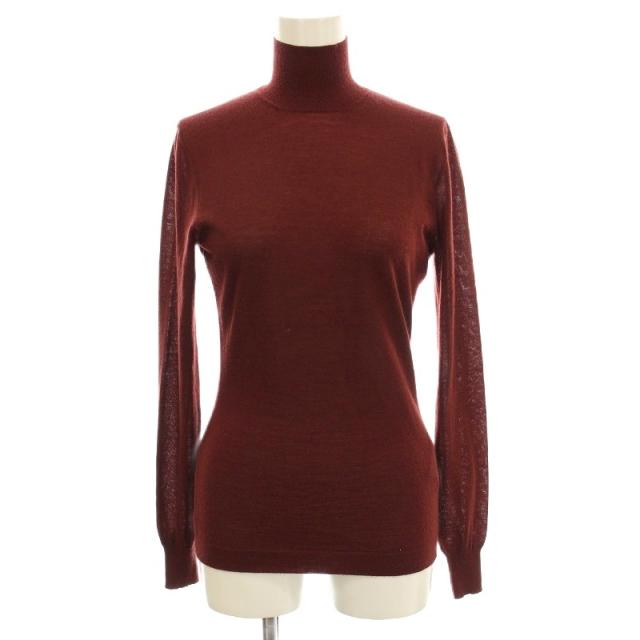 【中古】エルメス HERMES カシミヤ100 ニット ハイネック カットソー 長袖 36 ボルドー /☆G レディース