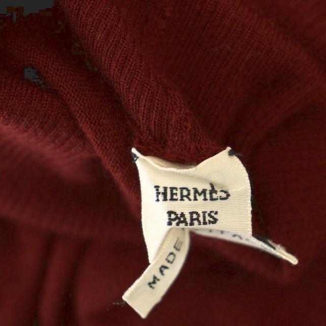 【中古】エルメス HERMES カシミヤ100 ニット ハイネック カットソー 長袖 36 ボルドー /☆G レディース_2