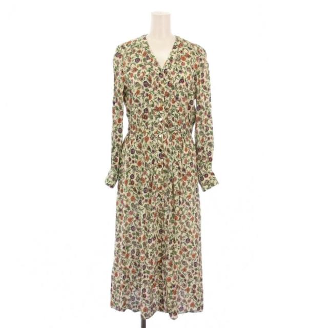 【中古】アナイ ANAYI シャツワンピース ミモレ ロング 長袖 Vネック 花柄 総柄 36 マルチカラー /BB レディース