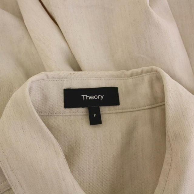 【中古】セオリー TRAVEL TWILL ELASTIC BK DR S シャツドレス ワンピース ロング 半袖 ベージュ アイボリー