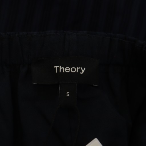 【中古】未使用品 セオリー Theory LINEAR COTTON IRREG PLT PO SK フレアスカート ミモレ ロング ストライプ柄 S 紺_2