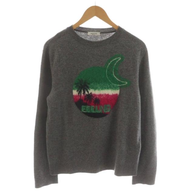 【中古】ヴァレンティノ ヴァレンチノ VALENTINO ニット セーター 長袖 ウール カシミヤ混 S グレー QV3KC27M55L