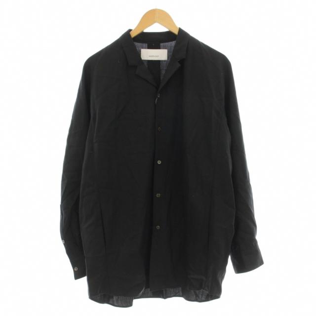 【中古】オーバーコート OVERCOAT 24SS オーバーサイズウールシャツ 長袖 シャツ M 黒 ブラック