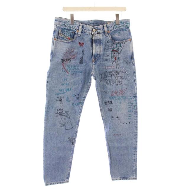 【中古】ディーゼル DIESEL MHARKY デニムパンツ ジーンズ ボタンフライ ペイント W33 L32 青 ブルー /BB メンズ
