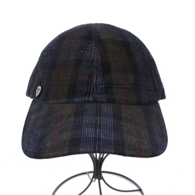 【中古】ヘレンカミンスキー HELEN KAMINSKI キャップ 帽子 6パネル チェック柄 コーデュロイ 紺 ネイビー 黒 中古】ヘレンカミンスキー HELEN KAMINSKI キャップ 帽子 6パネル