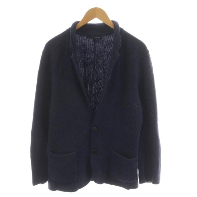 【中古】ラルディーニ LARDINI JJLJM19 テーラードジャケット シングル ニット ウール混 アルパカ L 紺 ネイビー
