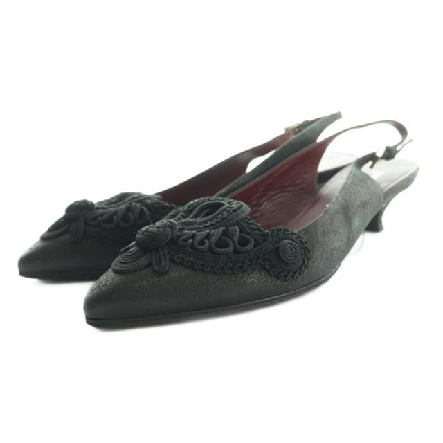 中古】プラダ PRADA スリングバックパンプス サンダル 35 黒 ブラック