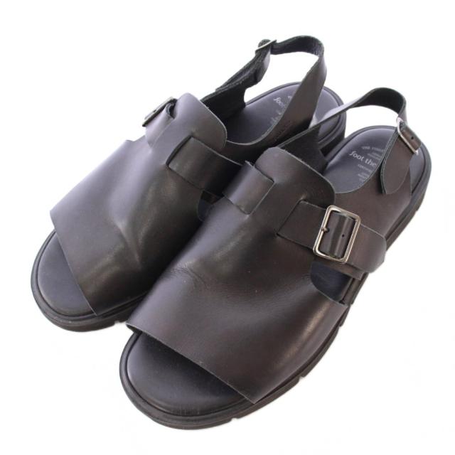 【中古】フットザコーチャー OPEN TOE SANDALS オープントゥサンダル ラウンドトゥ 厚底 レザー ワンカラー 9 黒