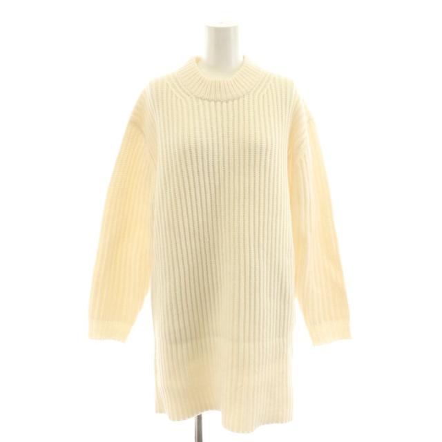 【中古】セオリー Theory 24AW LANA CASH CHUNKY RIB DRESS ニットワンピース ミニ丈 長袖 ウール カシミヤ混 S 白