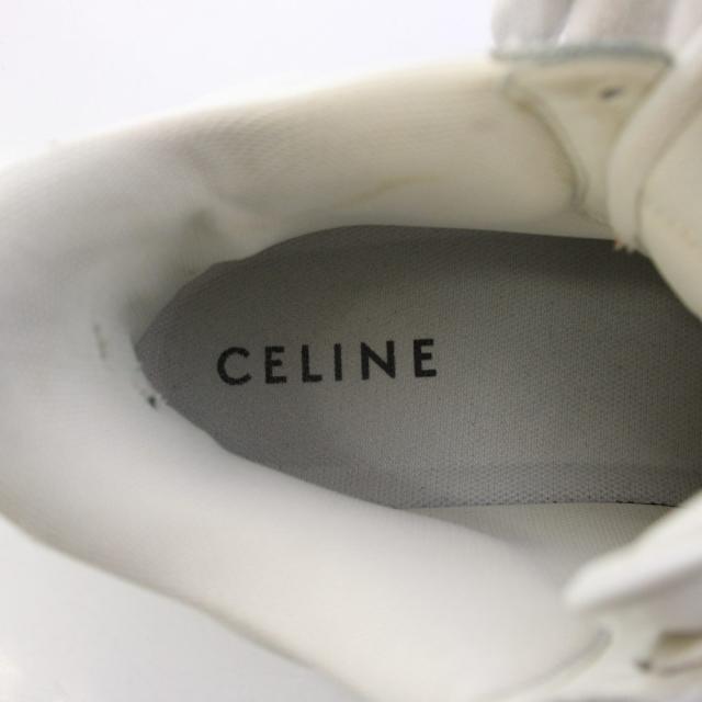 【中古】セリーヌ CELINE ベルクロストラップ ローカットスニーカー シューズ 厚底 ロゴ レザー 27.5cm 白 ホワイト_6