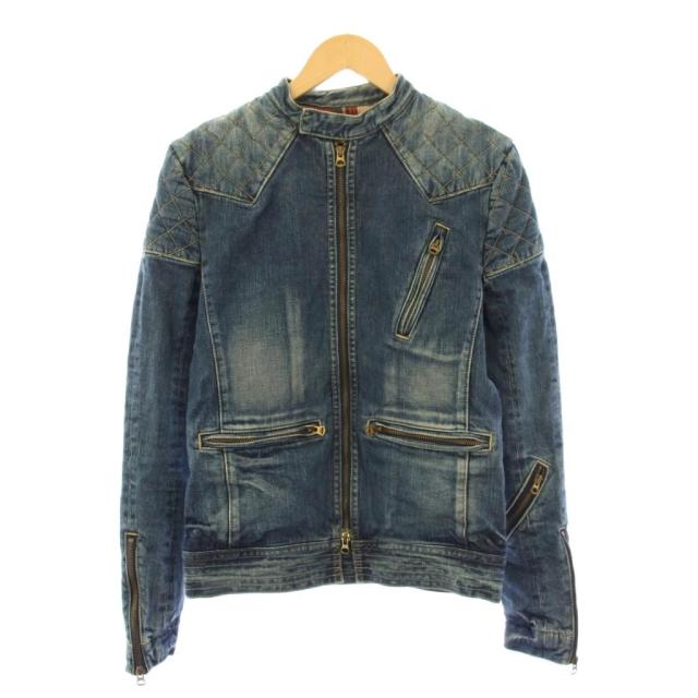 【中古】ラングラー WRANGLER AKM デニムジャケット アウター ジップアップ ワンカラー 切替 M 青 ブルー /BB