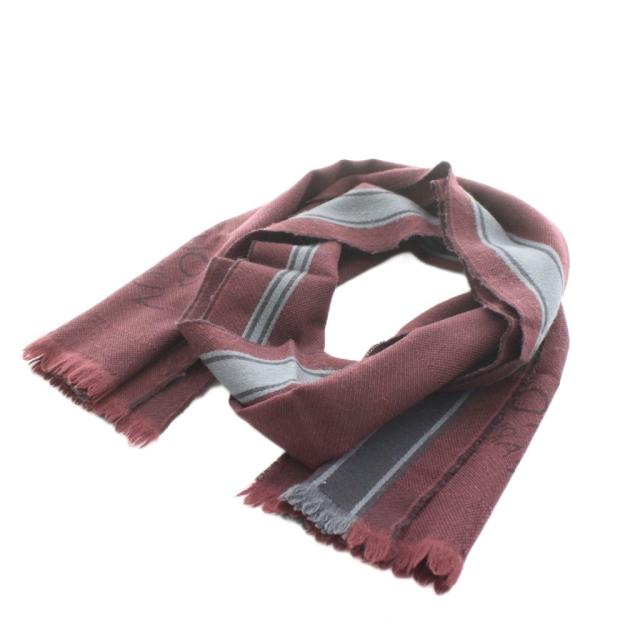 【中古】ルイヴィトン LOUIS VUITTON ダミエ マフラー ロゴ 赤 レッド M74950 /AN49 ■OH メンズ