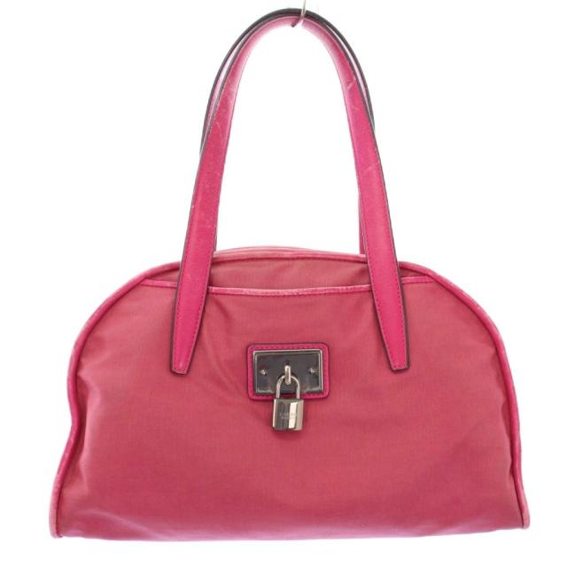 【中古】ロエベ LOEWE ハンドバッグ ナイロン レザー 南京錠 鍵 カギ ピンク /BB ■OH レディース