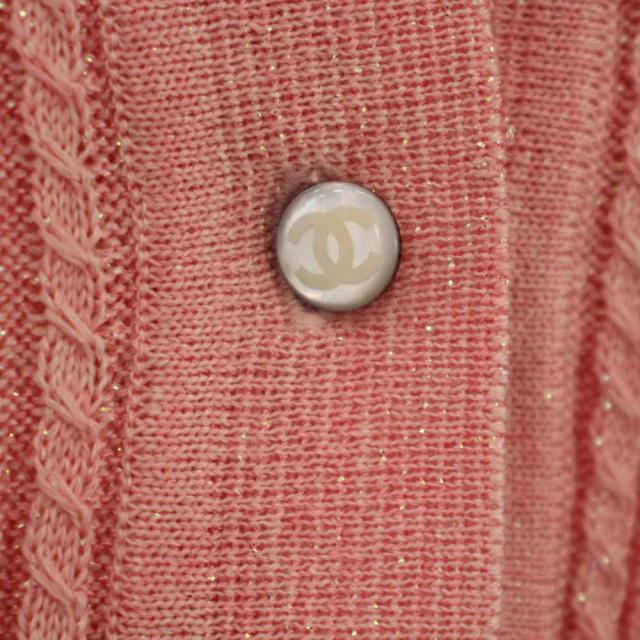 【中古】シャネル CHANEL ニットワンピース ロング 長袖 ノースリーブカットソー セット ココマーク 34 ピンク_6