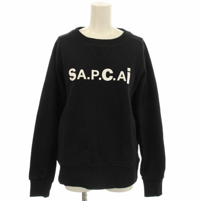 【中古】アーペーセー A.P.C. sacai サカイコラボ Tani Sweatshirt スウェット トレーナー ロゴ 長袖 XXS 黒