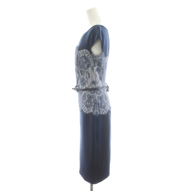 【中古】タダシショージ TADASHI SHOJI ワンピース ひざ丈 レース フレンチスリーブ 2 紺 ネイビー AGK1432M /AN1_1