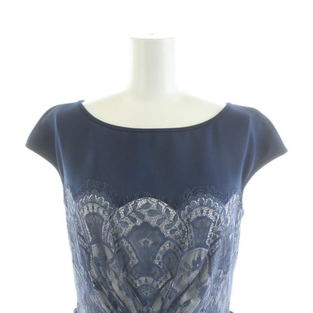 【中古】タダシショージ TADASHI SHOJI ワンピース ひざ丈 レース フレンチスリーブ 2 紺 ネイビー AGK1432M /AN1_4