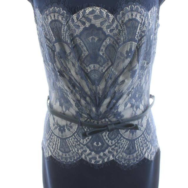 【中古】タダシショージ TADASHI SHOJI ワンピース ひざ丈 レース フレンチスリーブ 2 紺 ネイビー AGK1432M /AN1_5