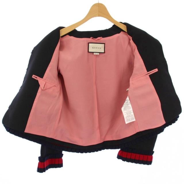【中古】グッチ GUCCI 背広 否色合い上衣 台形スコート ひざ丈 シェリー酒生産ライン 36 38 黒 452936 453892