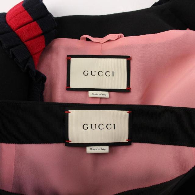 【中古】グッチ GUCCI 背広 否色合い上衣 台形スコート ひざ丈 シェリー酒生産ライン 36 38 黒 452936 453892