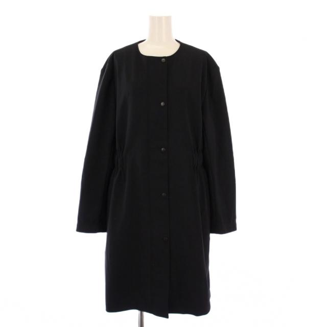 【中古】セオリーリュクス theory luxe 否色合い厚地の外套 アウター ロング丈 伸ばすこと 無地 一色合い 38 黒