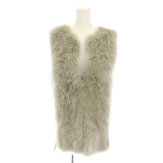 【中古】アナイ ANAYI カシミヤムートンリバージレ ファーベスト 前開き 36 グレー 10222710070 レディース