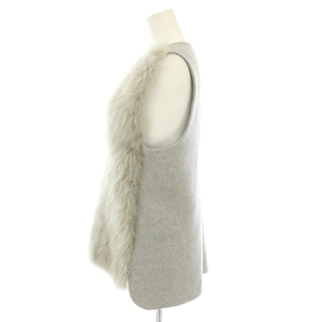 【中古】アナイ ANAYI カシミヤムートンリバージレ ファーベスト 前開き 36 グレー 10222710070 レディース_1