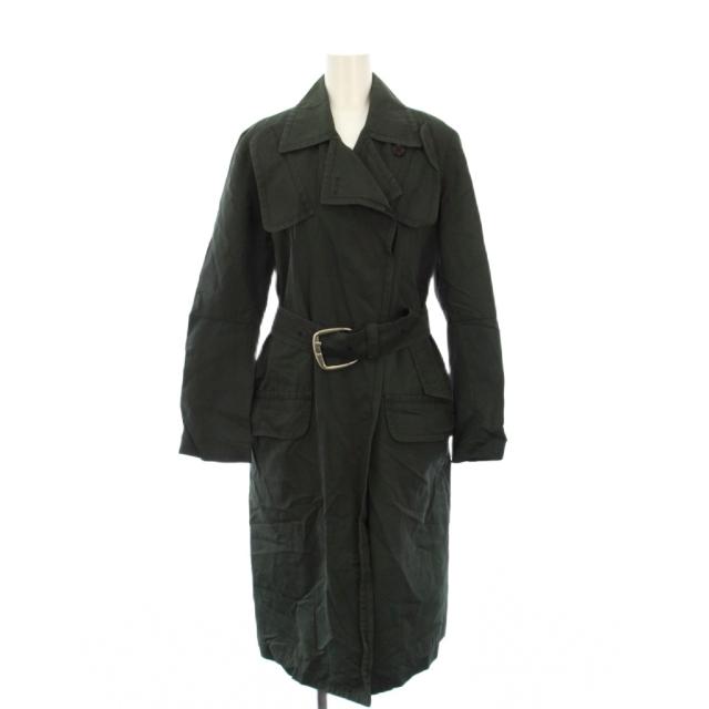 【中古】アンドゥムルメステール ANN DEMEULEMEESTER トレンチコート アウター ロング 36 カーキ /KH レディース