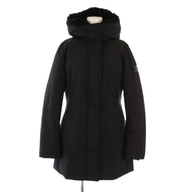 【中古】ウールリッチ WOOLRICH BOULDER FAUX FUR PARKA ダウンコート アウター ロング丈 フード ワンカラー S 黒
