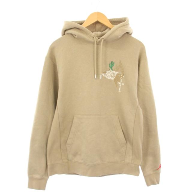 【中古】ナイキ JORDAN TRAVIS SCOT 21SS プルオーバーフーディ パーカー スウェット 長袖 M ベージュ CZ0164-247_1