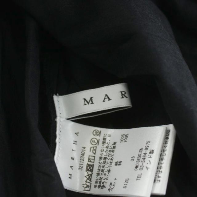 【中古】マリハ MARIHA シャツワンピース ギャザー ロング マキシ 長袖 バンドカラー 36 黒 ブラック 3211234014_3