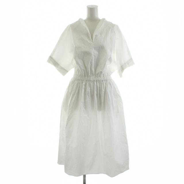【中古】ボーダーズアットバルコニー コットンドレス COTTON DRESS ワンピース ミモレ ロング 半袖 38 白