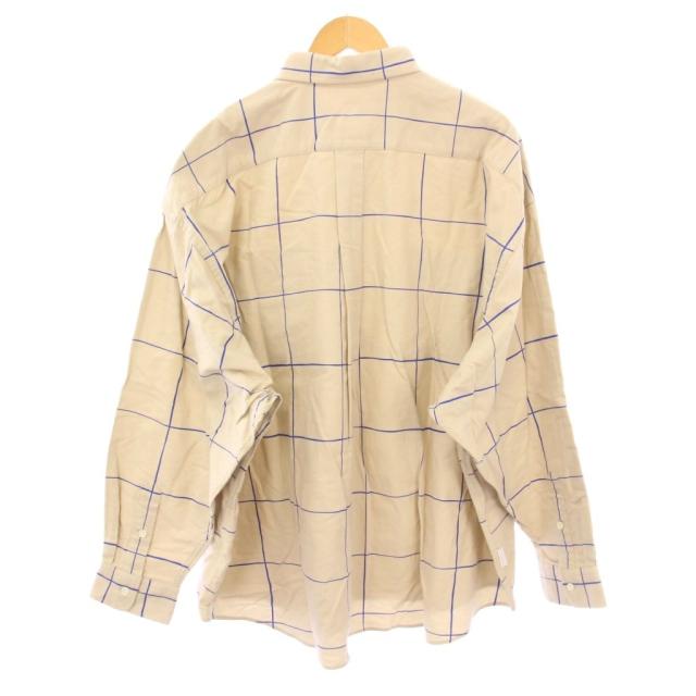 【中古】エスエフシー S.F.C カジュアルシャツ 長袖 レギュラーカラー バイカラー チェック柄 XXXXL ベージュ 青_1