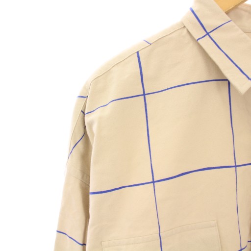 【中古】エスエフシー S.F.C カジュアルシャツ 長袖 レギュラーカラー バイカラー チェック柄 XXXXL ベージュ 青_3