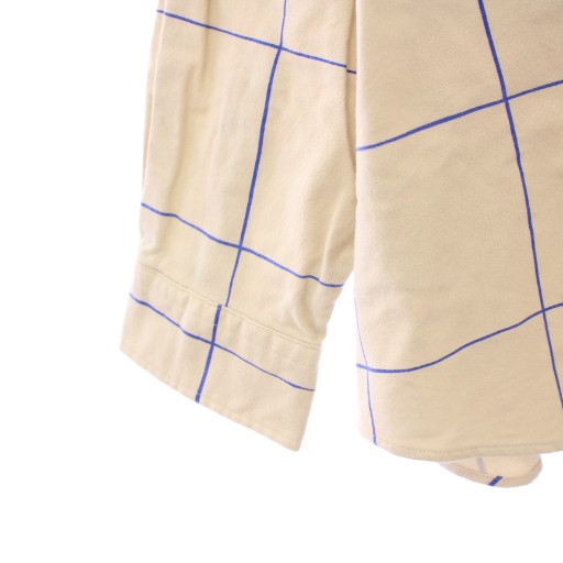 【中古】エスエフシー S.F.C カジュアルシャツ 長袖 レギュラーカラー バイカラー チェック柄 XXXXL ベージュ 青_5