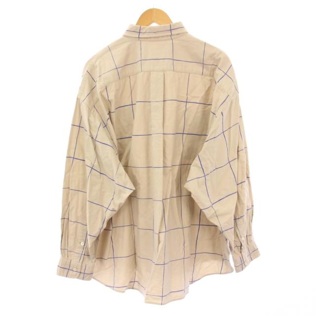 【中古】エスエフシー S.F.C カジュアルシャツ 長袖 レギュラーカラー バイカラー チェック柄 XXXXL ベージュ 青_1