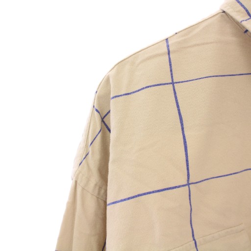 【中古】エスエフシー S.F.C カジュアルシャツ 長袖 レギュラーカラー バイカラー チェック柄 XXXXL ベージュ 青_3