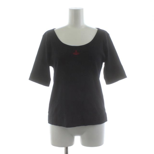【中古】ヴィヴィアンウエストウッドレッドレーベル 針抜きフライス ラウンドカラーTシャツ カットソー 五分袖 00