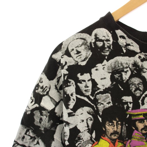 【中古】90's THE BEATLES ビートルズ シングルステッチ Tシャツ 半袖 クルーネック プリント 総柄 黒 マルチカラー_3